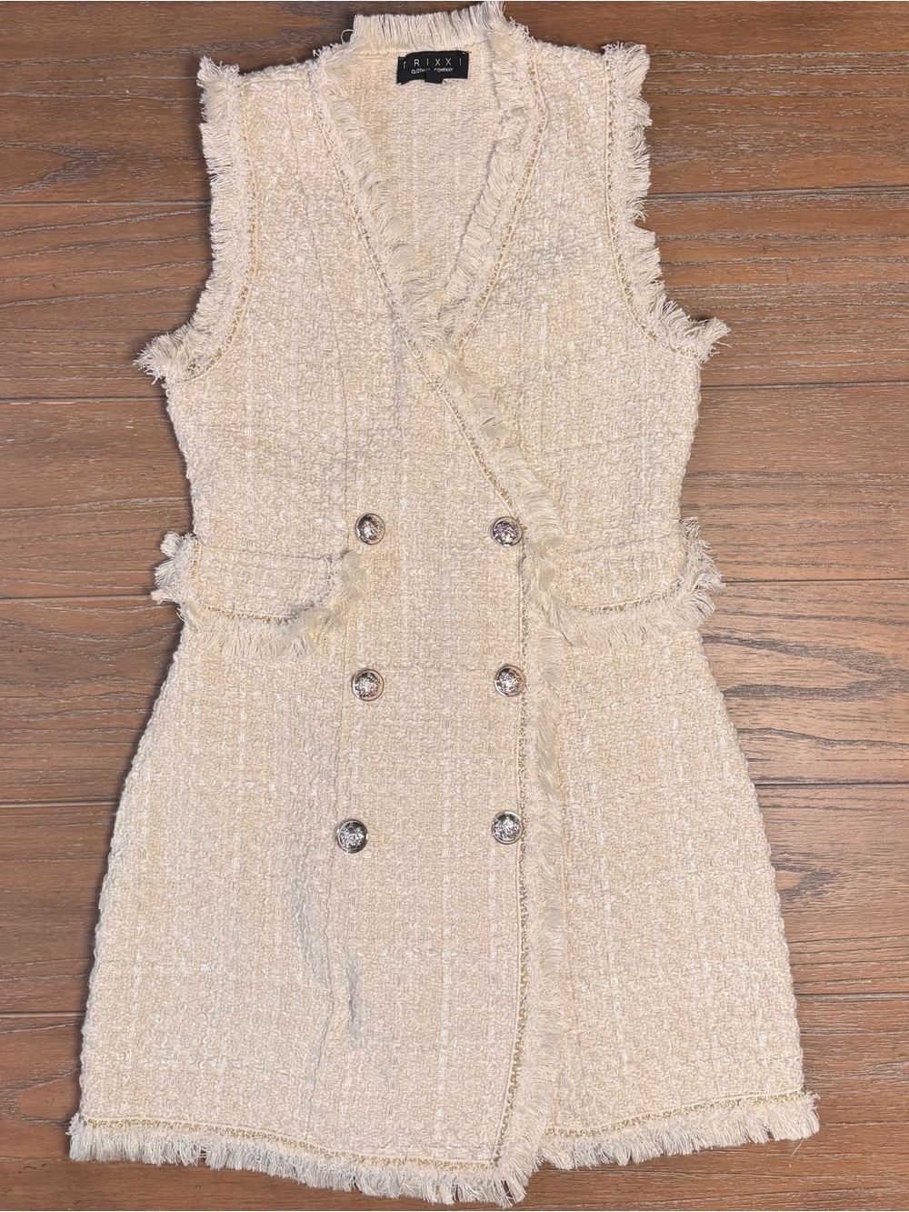 Trixxi Cream Tweed Sleeveless Mini Dress